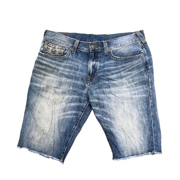 RARE True Religion Jeans Shorts Size 38 RICKY FLAP T Blue - Picture 3 of 9